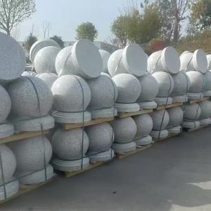 湖南 白麻花岗岩石材圆球，石球，挡车球，隔离球，景观石球，风水球等