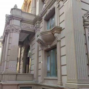 湖南 黄金麻花岗岩光面别墅外墙干挂施工完成