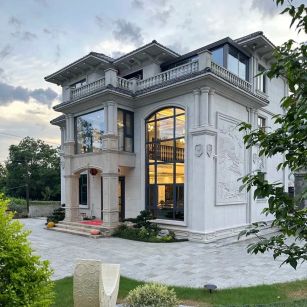 湖南 白麻花岗岩私人别墅干挂石材豪华定制