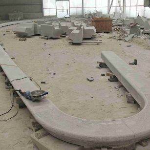 湖南 芝麻白花岗岩弧形花坛石，坐凳石