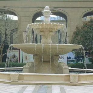 湖南 黄金麻花岗岩异型加工——户外庭院石雕流水喷泉