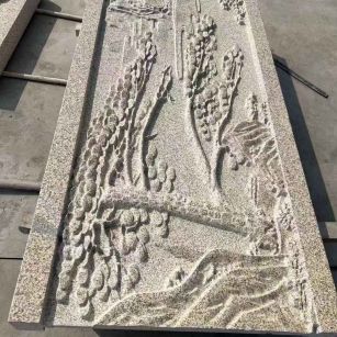 湖南 黄金麻雕刻板浮雕迎客松