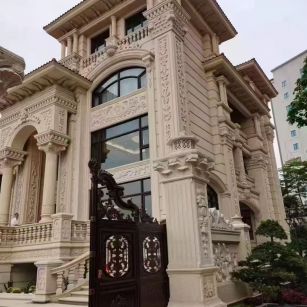 湖南 黄金麻花岗岩别墅外墙干挂效果展示