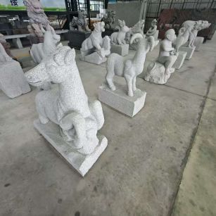 湖南 芝麻白花岗岩造型立体雕刻——十二生肖