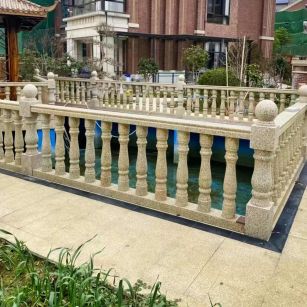 湖南黄金麻花岗岩石材栏杆，扶手，将军柱，花瓶柱