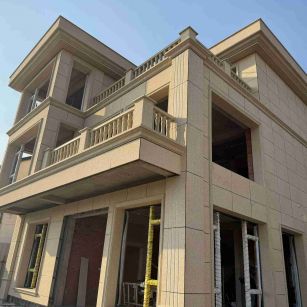 湖南 黄金麻花岗岩石材荔枝面外墙干挂效果展示