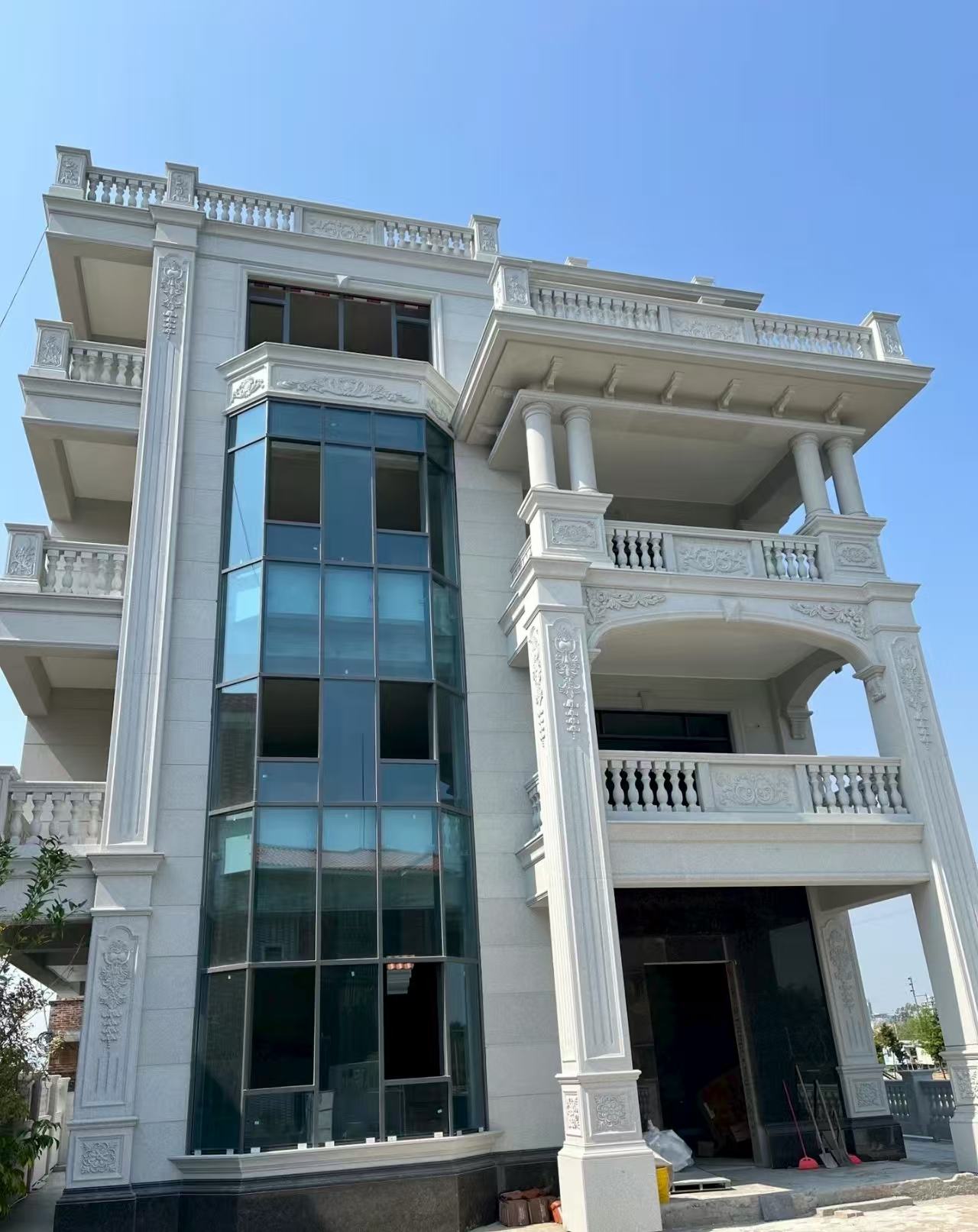 湖南 白麻花岗岩别墅外墙干挂效果展示