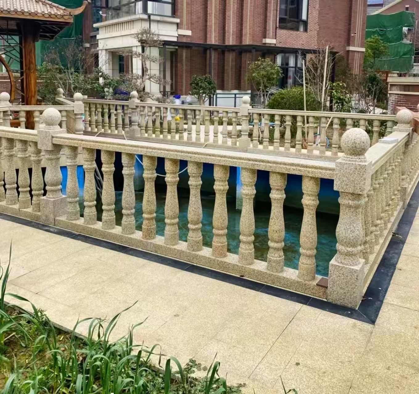 湖南黄金麻花岗岩石材栏杆，扶手，将军柱，花瓶柱