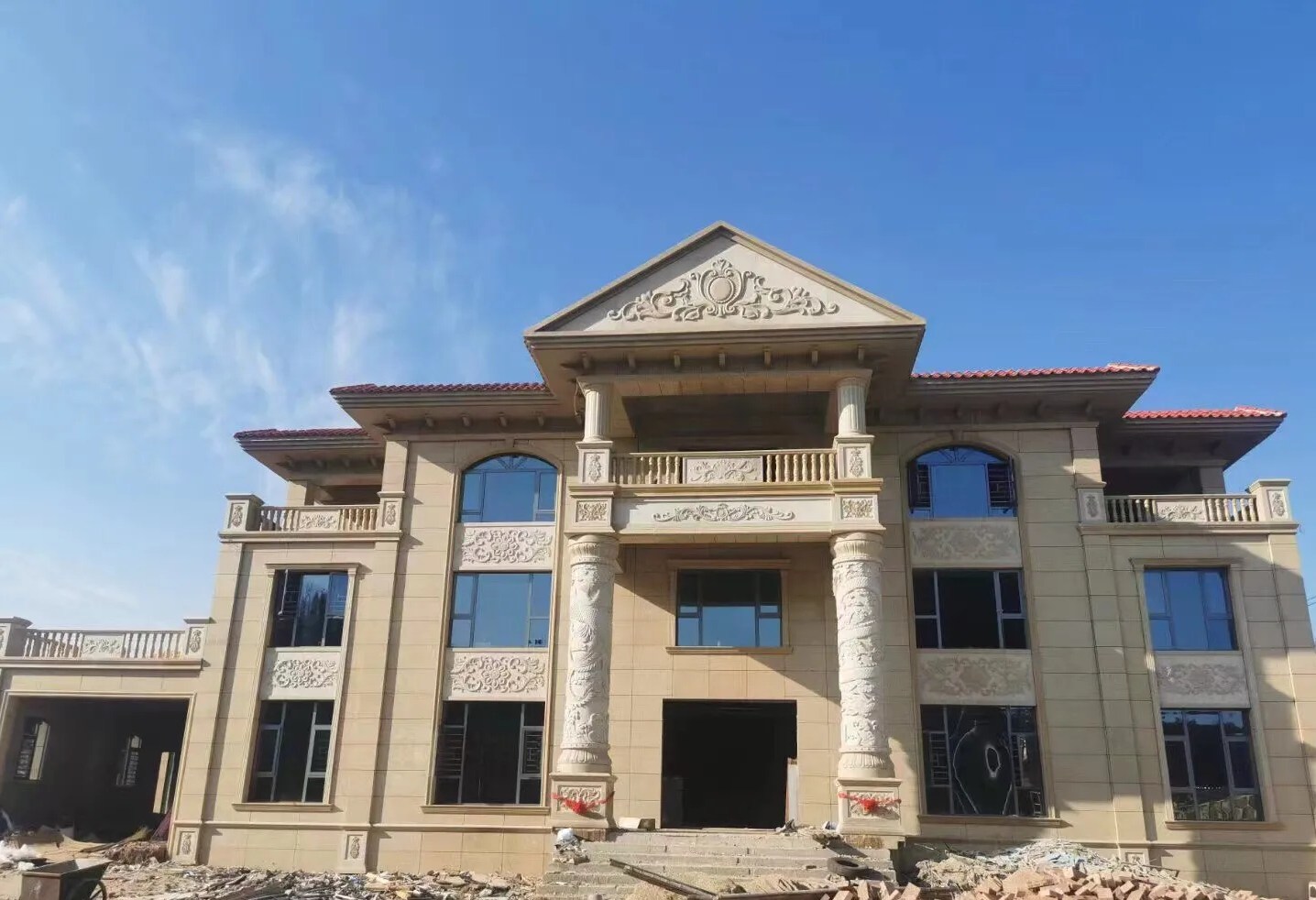 湖南 黄金麻花岗岩别墅外墙干挂